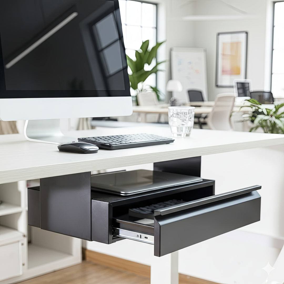 Cajón ergonómico negro debajo del escritorio max 5kg Maclean MC-875