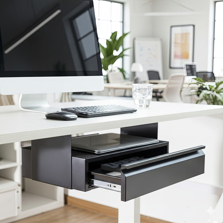 Cajón ergonómico negro debajo del escritorio max 5kg Maclean MC-875