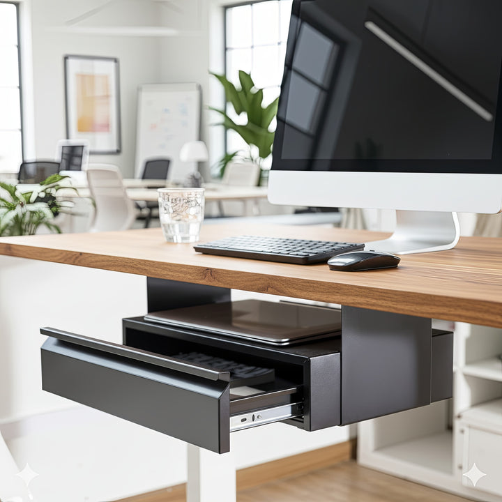 Cajón ergonómico negro debajo del escritorio max 5kg Maclean MC-875