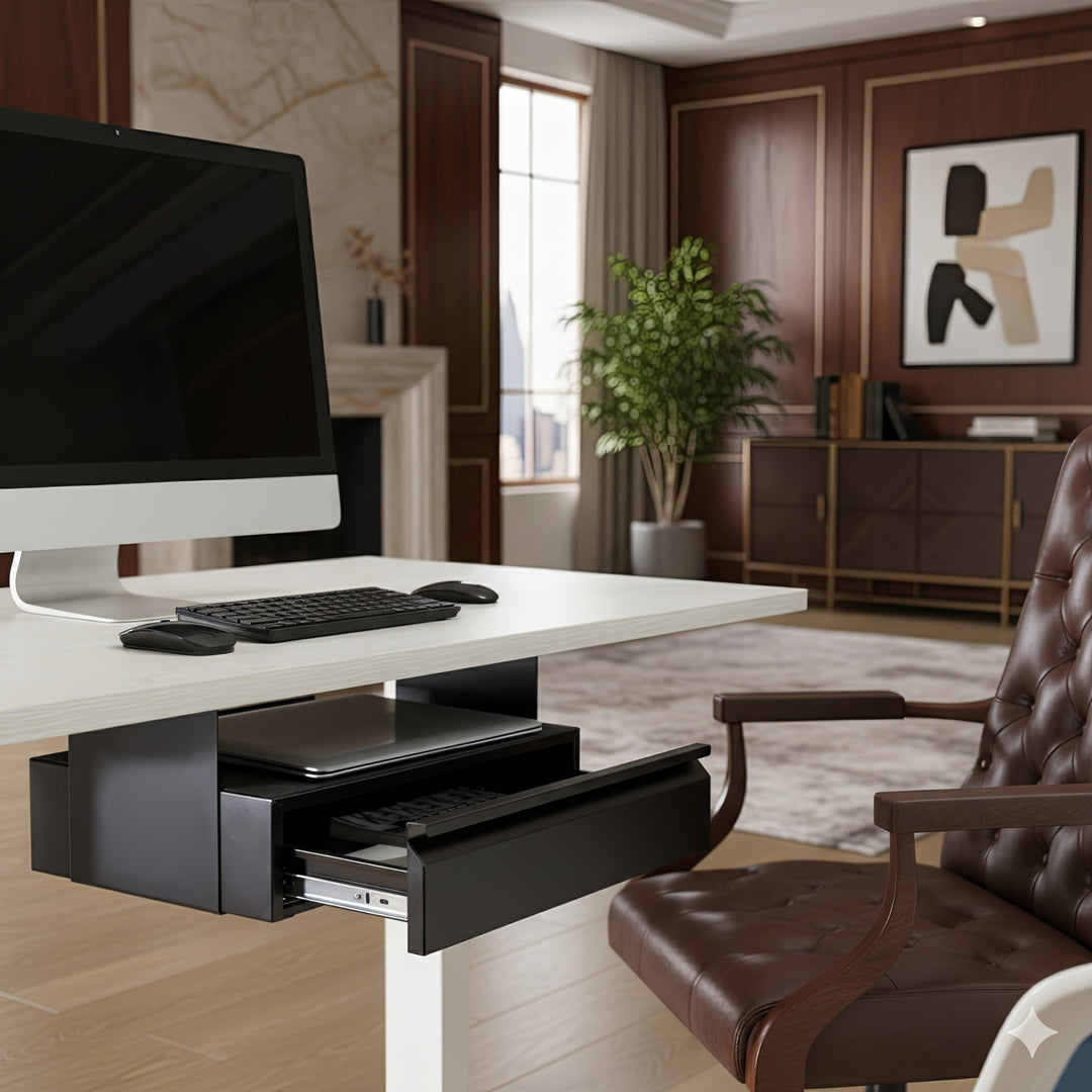 Cajón ergonómico negro debajo del escritorio max 5kg Maclean MC-875