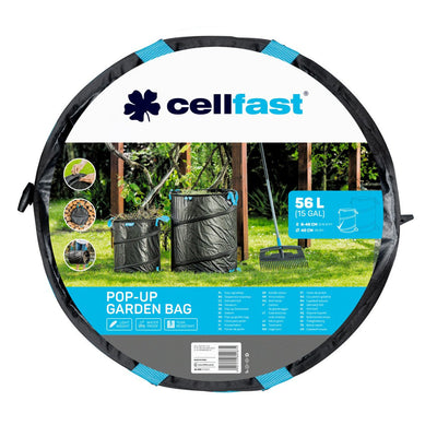 Cellfast Cesta de Jardín Plegable 56L para Hojas, Hierba, Bolsa con Asas, Resistente