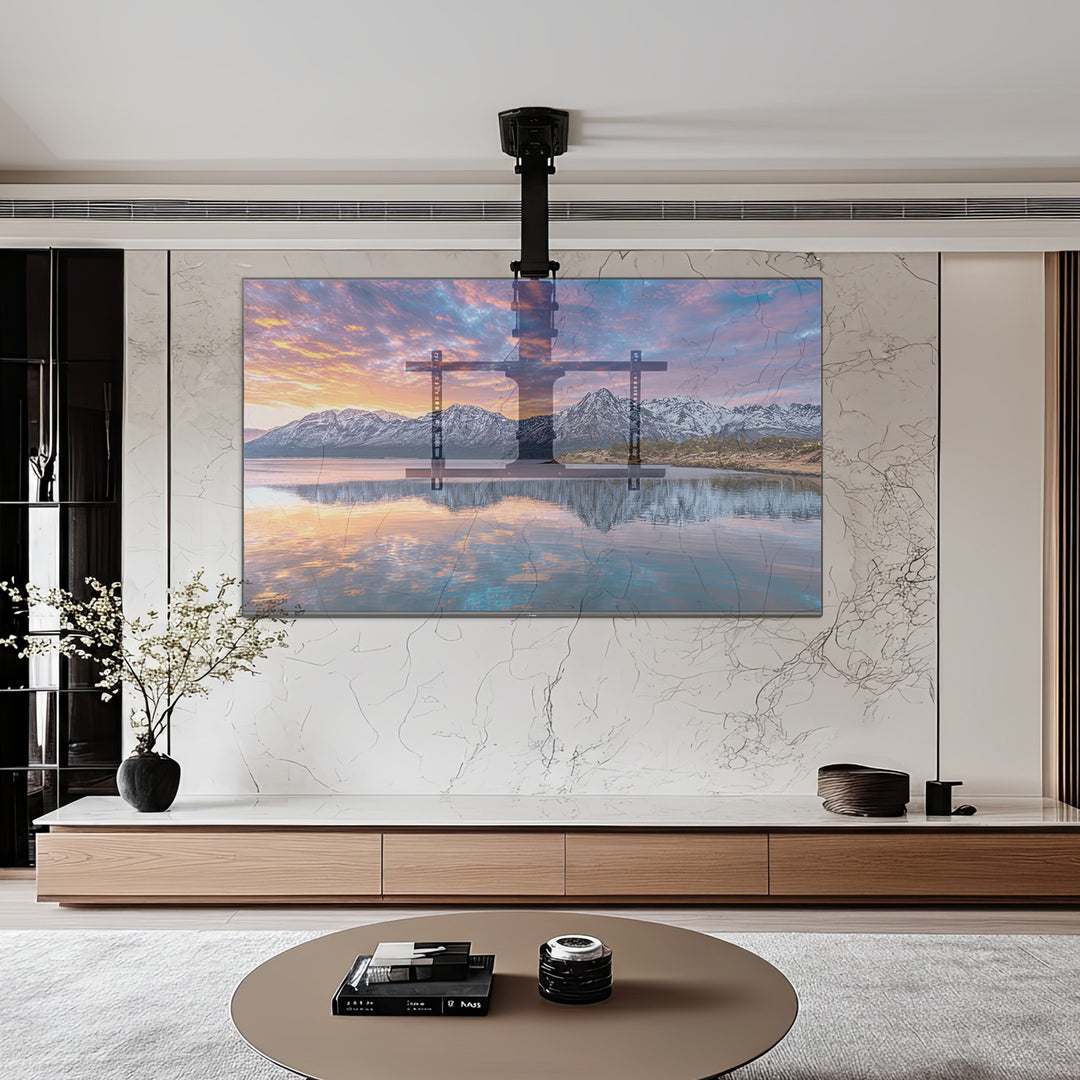 Suporte elétrico para TV de teto Maclean MC-880 com controle remoto para paredes inclinadas 32-70 "Max 35kg Max VESA 600x411