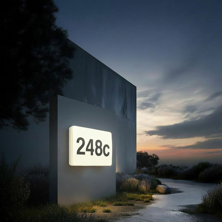 Lâmpada LED com número de casa e sensor crepuscular 950lm 12W IP65 resistente à radiação solar (à prova de UV) Maclean Energy MCE292 Wbranco