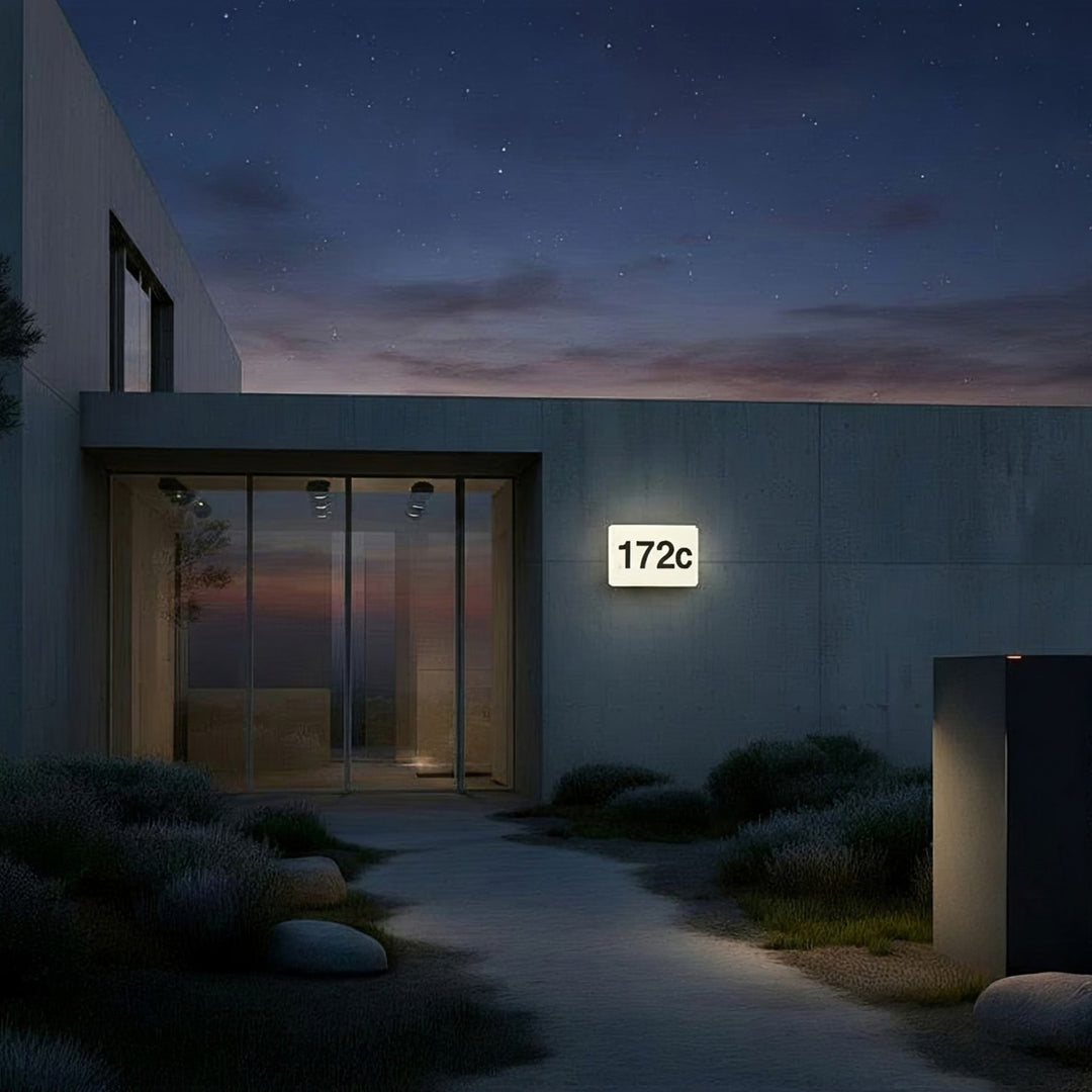 Lâmpada LED com número de casa e sensor crepuscular 950lm 12W IP65 resistente à radiação solar (à prova de UV) Maclean Energy MCE292 Wbranco