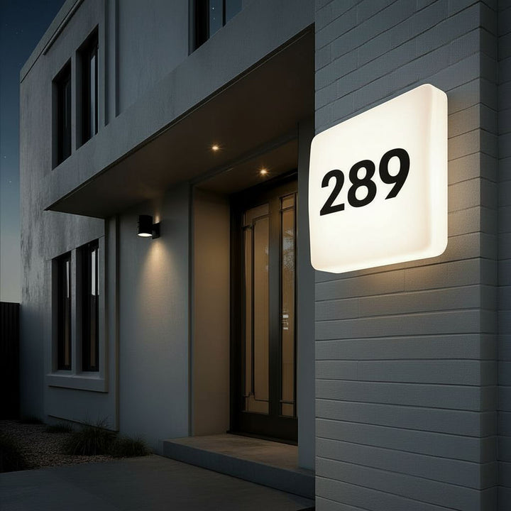 Lâmpada LED com número de casa e sensor crepuscular 950lm 12W IP65 resistente à radiação solar (à prova de UV) Maclean Energy MCE292 Wbranco