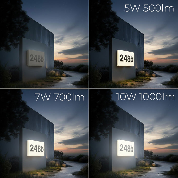 Lâmpada LED com número de casa e sensor crepuscular 950lm 12W IP65 resistente à radiação solar (à prova de UV) Maclean Energy MCE292 Wbranco