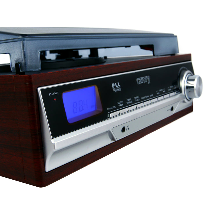 Gira-discos Camry CR 1168 com rádio e Bluetooth / MP3 / USB / SD / Gravação