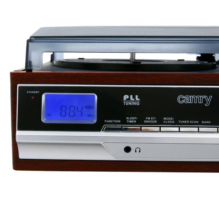 Gira-discos Camry CR 1168 com rádio e Bluetooth / MP3 / USB / SD / Gravação