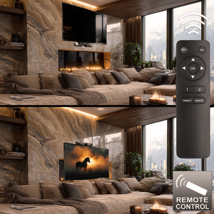 Montaje Maclean,TV eléctrica sobre chimenea, Max vesa 600x400, Mando a distancia, 37"-70", 35kg, MC-891
