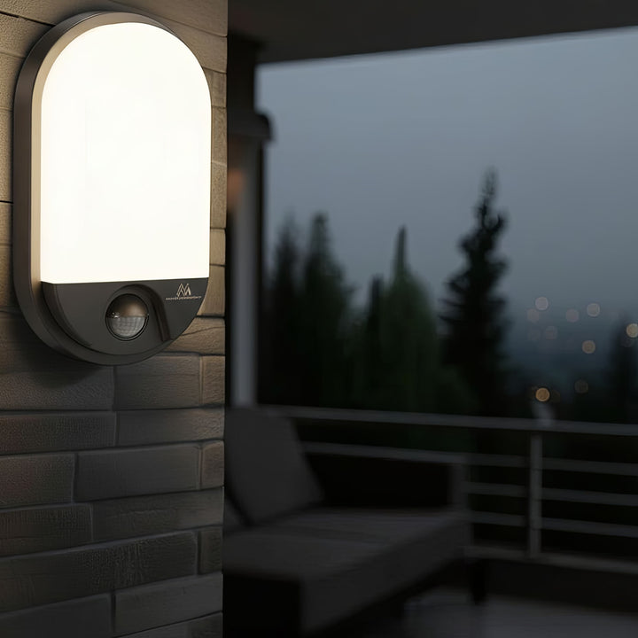 Lámpara LED con sensor de movimiento por infrarrojos MCE340 GR 1100lm 15W IP54 Maclean Energy gris, blanco natural (4000K)