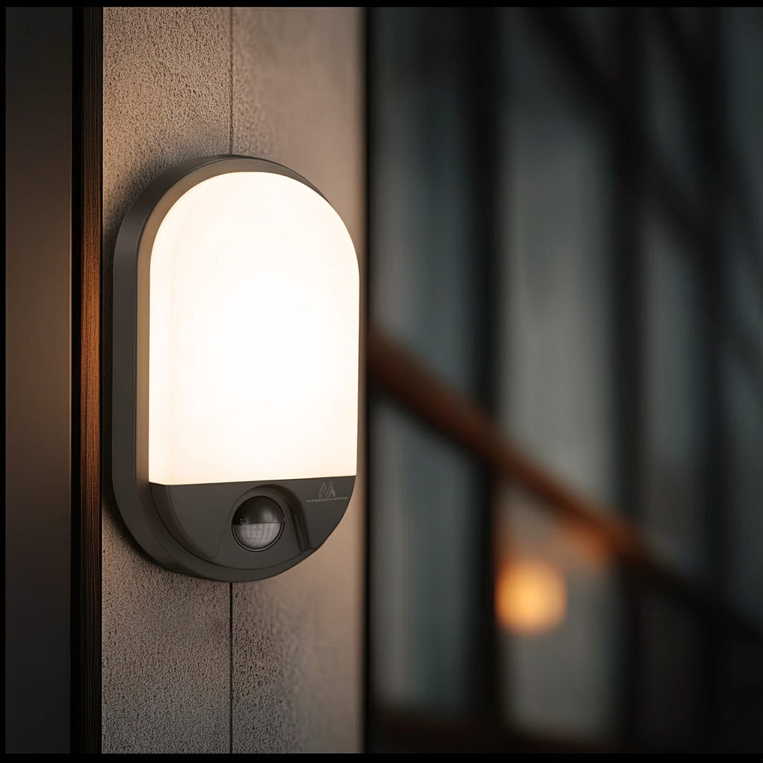 Lámpara LED con sensor de movimiento por infrarrojos MCE340 GR 1100lm 15W IP54 Maclean Energy gris, blanco natural (4000K)