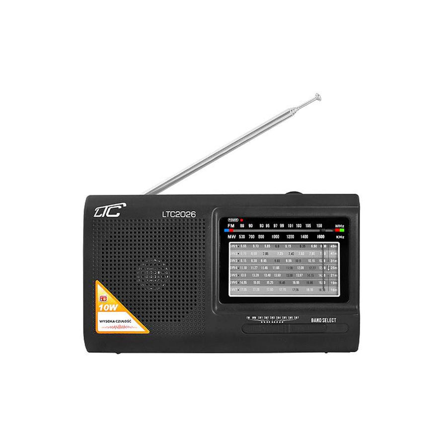 Radio portátil LTC2026 Wilga negra Batería, red y alimentada por batería.