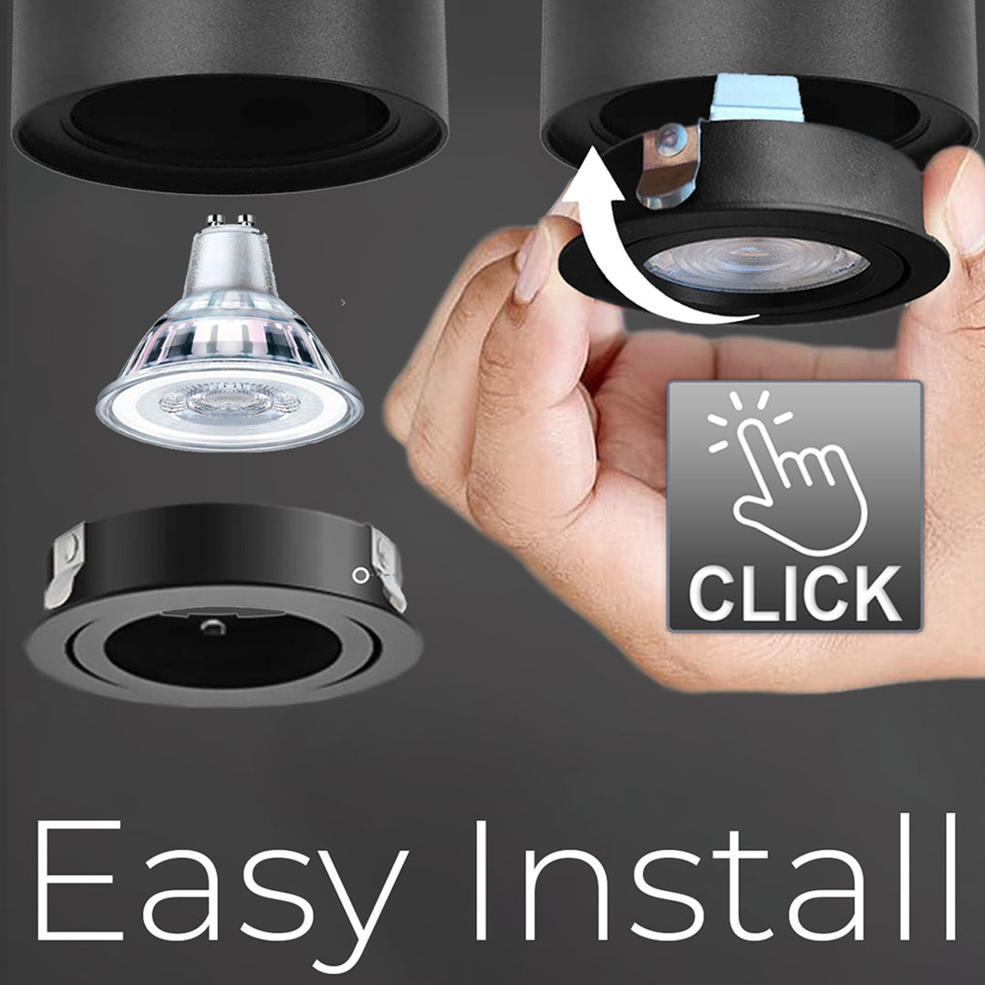 Foco de techo orientable con casquillo GU10 para lámparas LED y halógenas hasta 40W para montaje en superficie, blanco, 80x115mm, aluminio MCE422 B