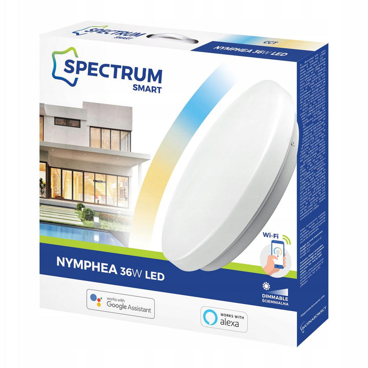 Candeeiro de teto redondo inteligente Spectrum, montagem à superfície, 48 cm, 36 W, WiFi, regulável