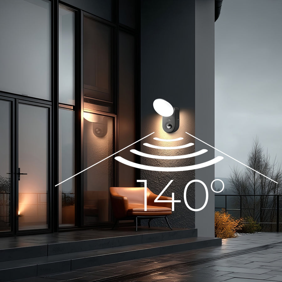 Aplique LED com sensor de movimento PIR, sensor crepuscular, luz exterior, aplique Iluminação interior/exterior IP65 4000K branco neutro 15W, 1100lm Maclean MCE367