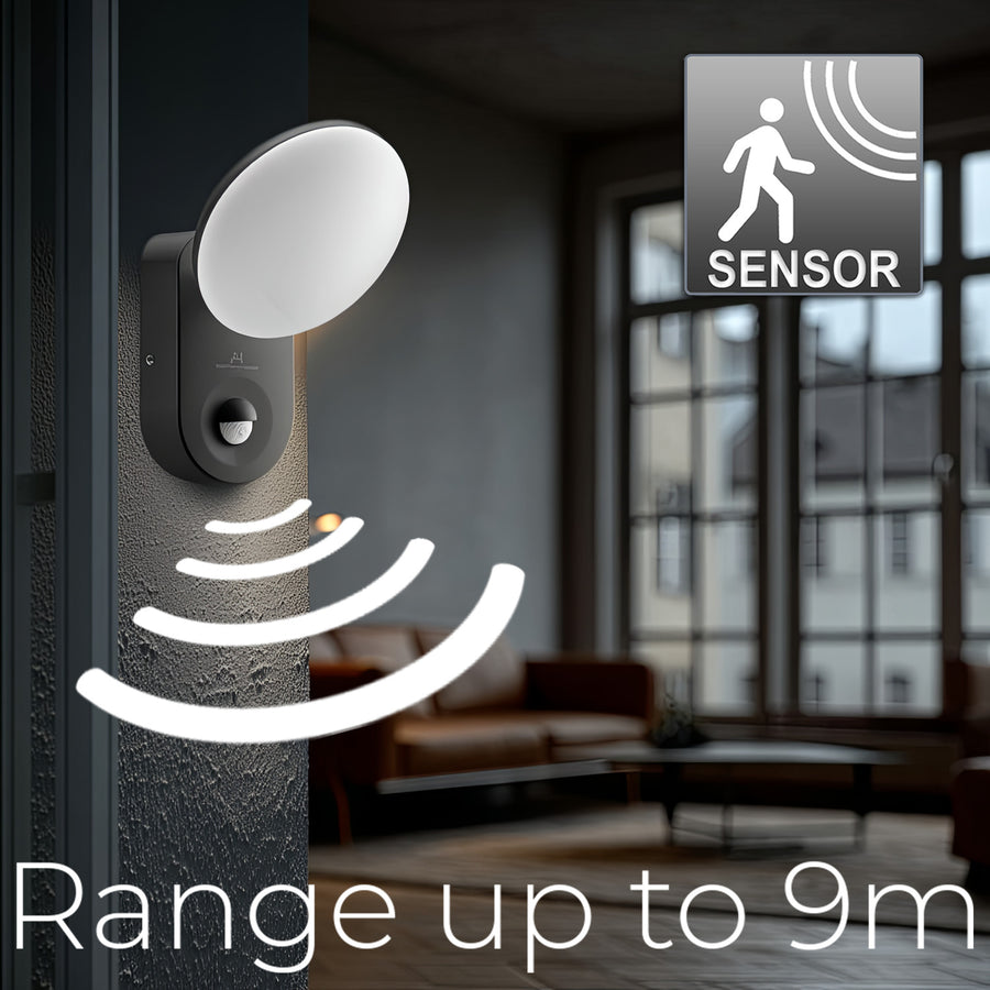 Aplique LED com sensor de movimento PIR, sensor crepuscular, luz exterior, aplique Iluminação interior/exterior IP65 4000K branco neutro 15W, 1100lm Maclean MCE367