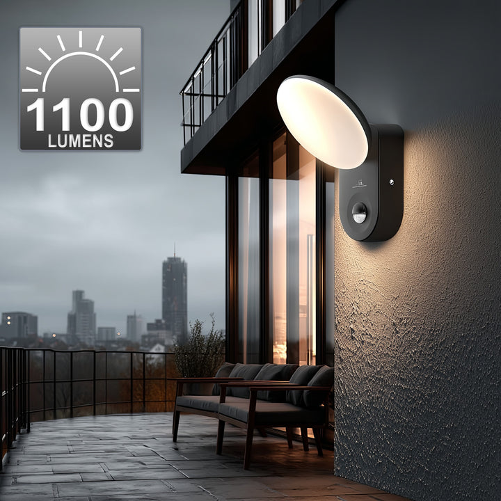 Aplique LED com sensor de movimento PIR, sensor crepuscular, luz exterior, aplique Iluminação interior/exterior IP65 4000K branco neutro 15W, 1100lm Maclean MCE367
