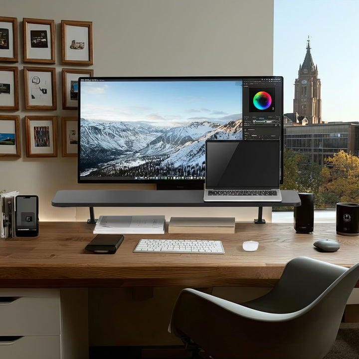 Suporte para monitor Ergo Office ER-409 de 13 "~ 32" até um máximo de 20 kg Prateleira de mesa 100x26 cm Prateleira Suporte de mesa