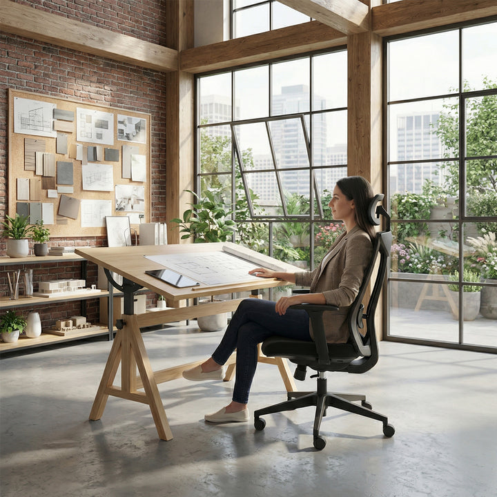 Silla de oficina ergonómica con ruedas y soporte lumbar, silla giratoria, regulable en altura, función de inclinación del respaldo Silla de escritorio, carga máxima 150 kg