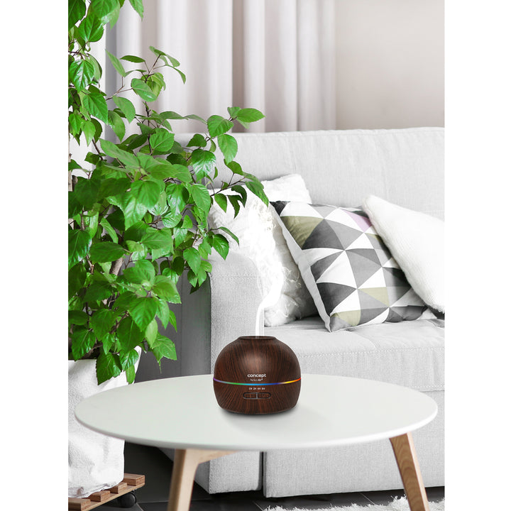 Humidificador de ar 2 em 1 Perfect Air Wood ZV1006 com difusor de fragrâncias 40 ml/h para divisões até 20 m², 2 modos de funcionamento, temporizador de 300 ml (madeira escura)