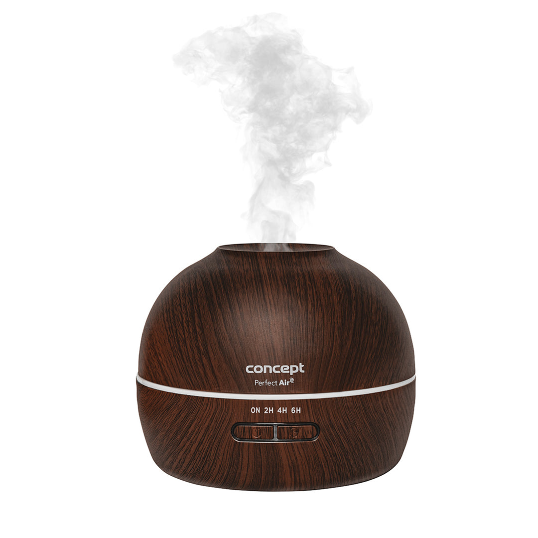Humidificador de ar 2 em 1 Perfect Air Wood ZV1006 com difusor de fragrâncias 40 ml/h para divisões até 20 m², 2 modos de funcionamento, temporizador de 300 ml (madeira escura)