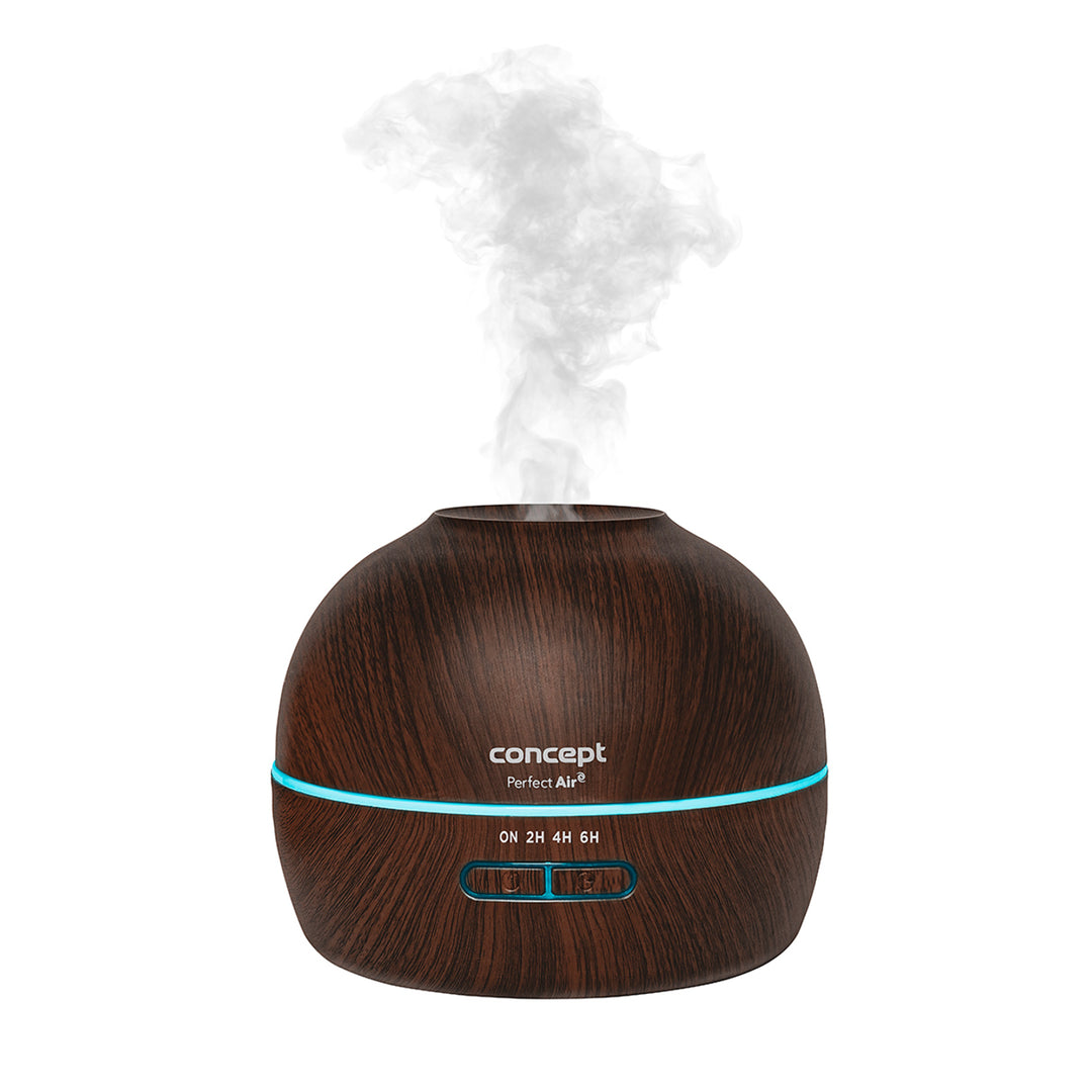 Humidificador de ar 2 em 1 Perfect Air Wood ZV1006 com difusor de fragrâncias 40 ml/h para divisões até 20 m², 2 modos de funcionamento, temporizador de 300 ml (madeira escura)