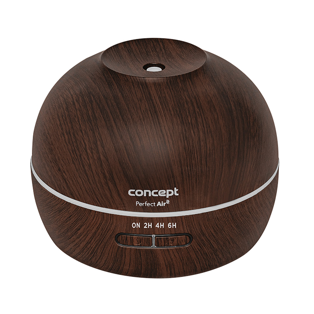 Humidificador de ar 2 em 1 Perfect Air Wood ZV1006 com difusor de fragrâncias 40 ml/h para divisões até 20 m², 2 modos de funcionamento, temporizador de 300 ml (madeira escura)
