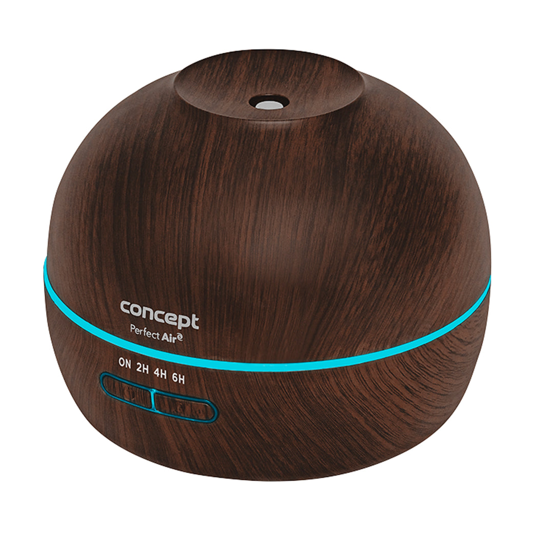 Humidificador de ar 2 em 1 Perfect Air Wood ZV1006 com difusor de fragrâncias 40 ml/h para divisões até 20 m², 2 modos de funcionamento, temporizador de 300 ml (madeira escura)