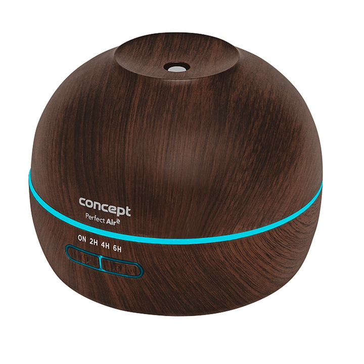 Humidificador de ar 2 em 1 Perfect Air Wood ZV1006 com difusor de fragrâncias 40 ml/h para divisões até 20 m², 2 modos de funcionamento, temporizador de 300 ml (madeira escura)
