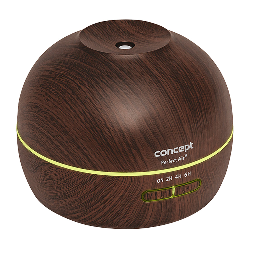 Humidificador de ar 2 em 1 Perfect Air Wood ZV1006 com difusor de fragrâncias 40 ml/h para divisões até 20 m², 2 modos de funcionamento, temporizador de 300 ml (madeira escura)