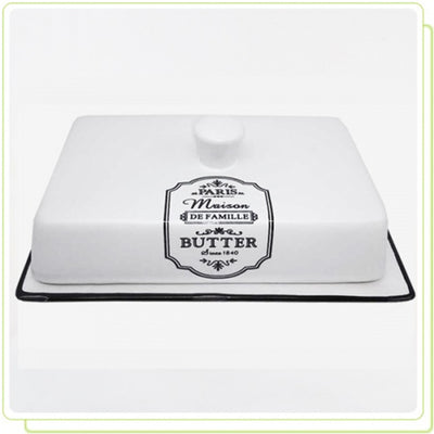 Plato de mantequilla de cerámica blanca - forma ergonómica MR20030-45