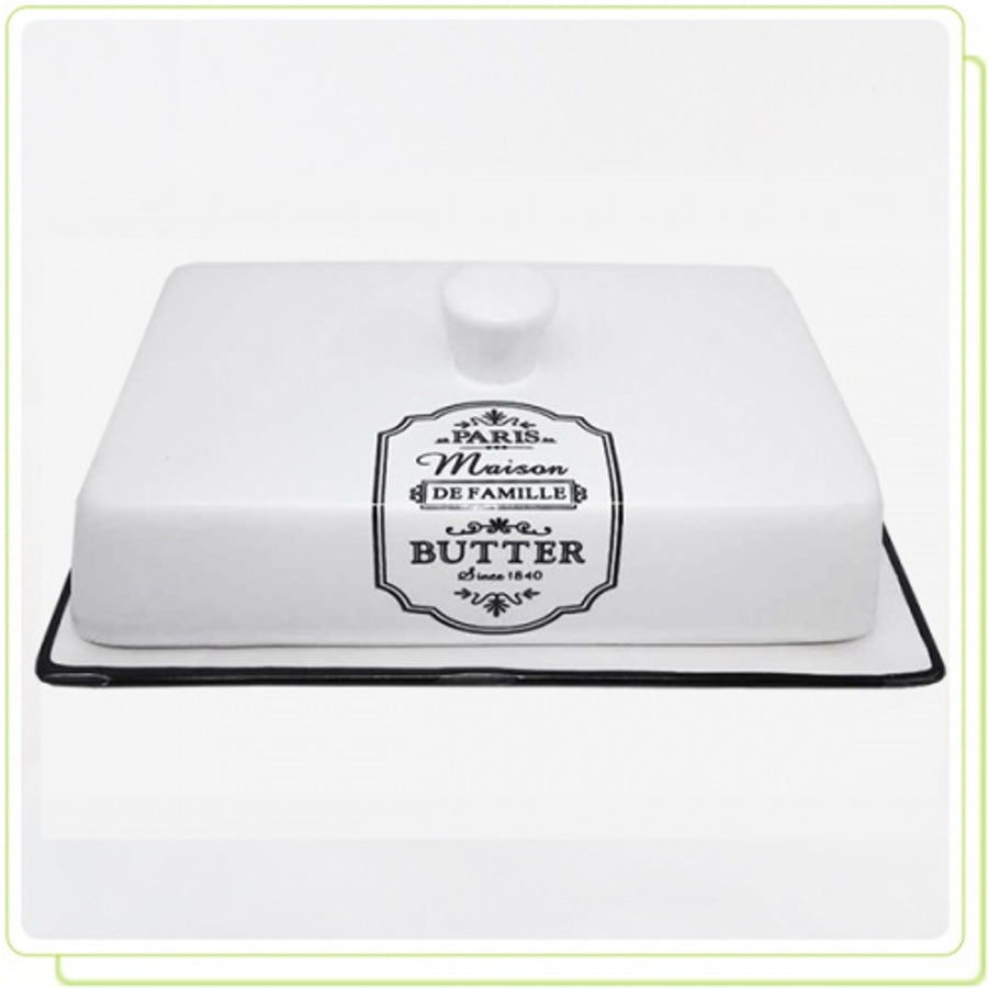 Plato de mantequilla de cerámica blanca - forma ergonómica MR20030-45