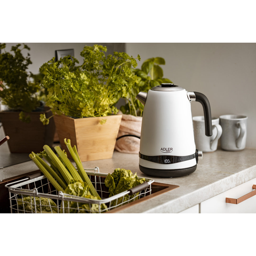 Hervidor eléctrico Adler, inalámbrico, pantalla LCD, 2200 W, 1,7 l, AD 1295w