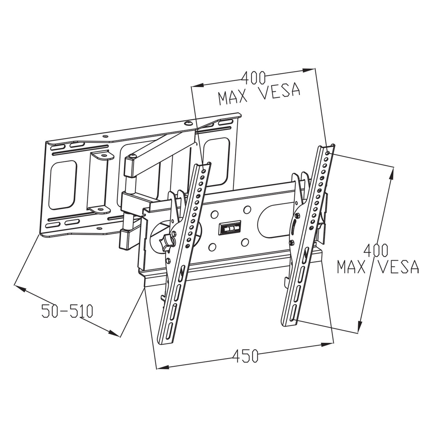 SOPORTE PARA TV LED / LCD 23-46 "35KG AR-77 ART ajustable vertical / horizontal 51cm