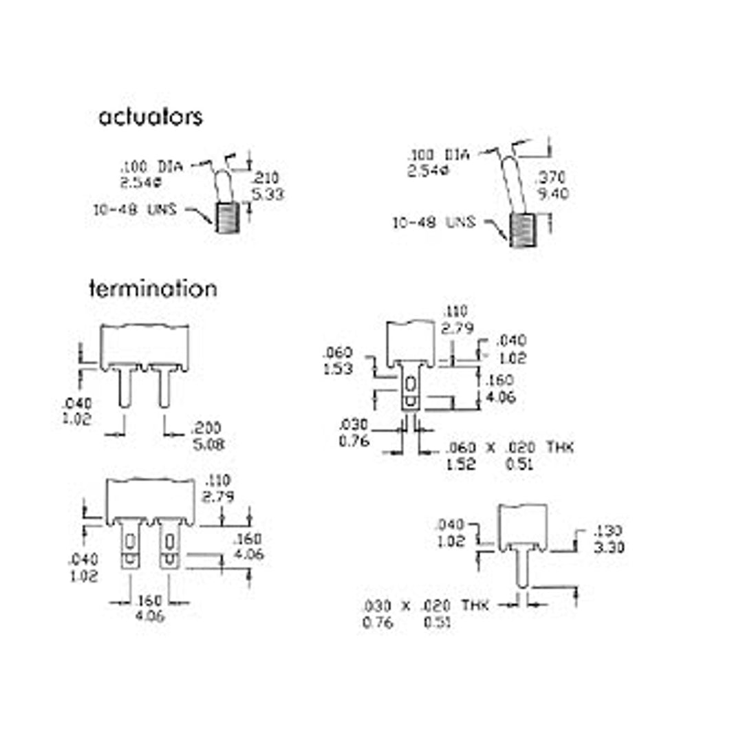 Interruptor de circuito impreso DPDT On-On tipo TS-5E para montaje en circuito impreso