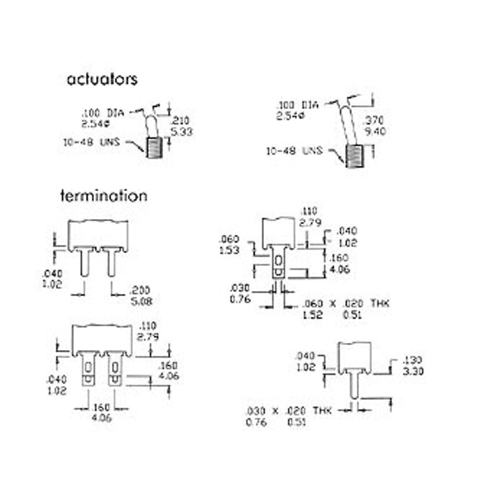 Interruptor de circuito impreso DPDT On-On tipo TS-5E para montaje en circuito impreso