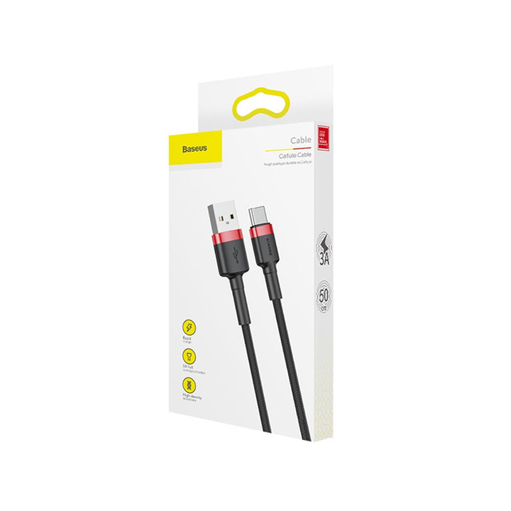 Cable Baseus, USB tipo C, longitud 50cm, 3A, negro, BASKBK46595