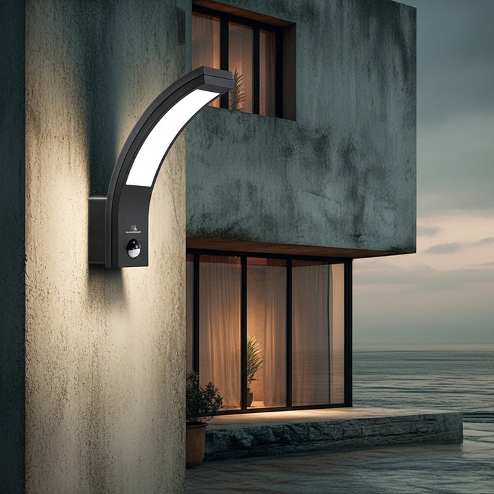 Lámpara LED con sensor de movimiento PIR, negro, 10W, IP54, 750lm, blanco neutro (4000K) Maclean MCE244 B