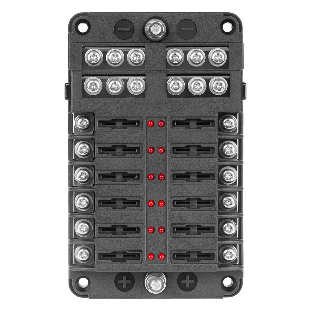 Lechpol Caja de fusibles FB-12 con carril negativo y LED