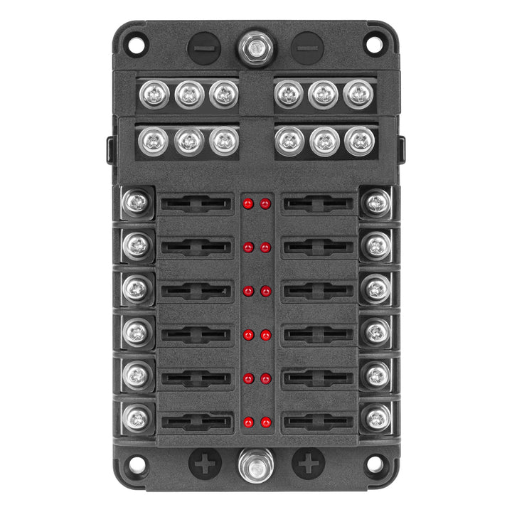 Lechpol Caja de fusibles FB-12 con carril negativo y LED