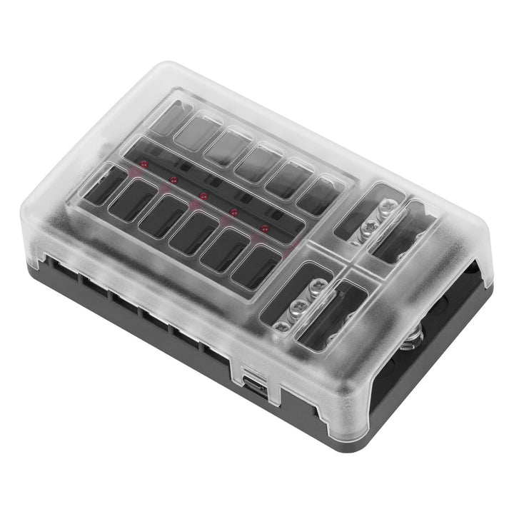 Lechpol Caja de fusibles FB-12 con carril negativo y LED