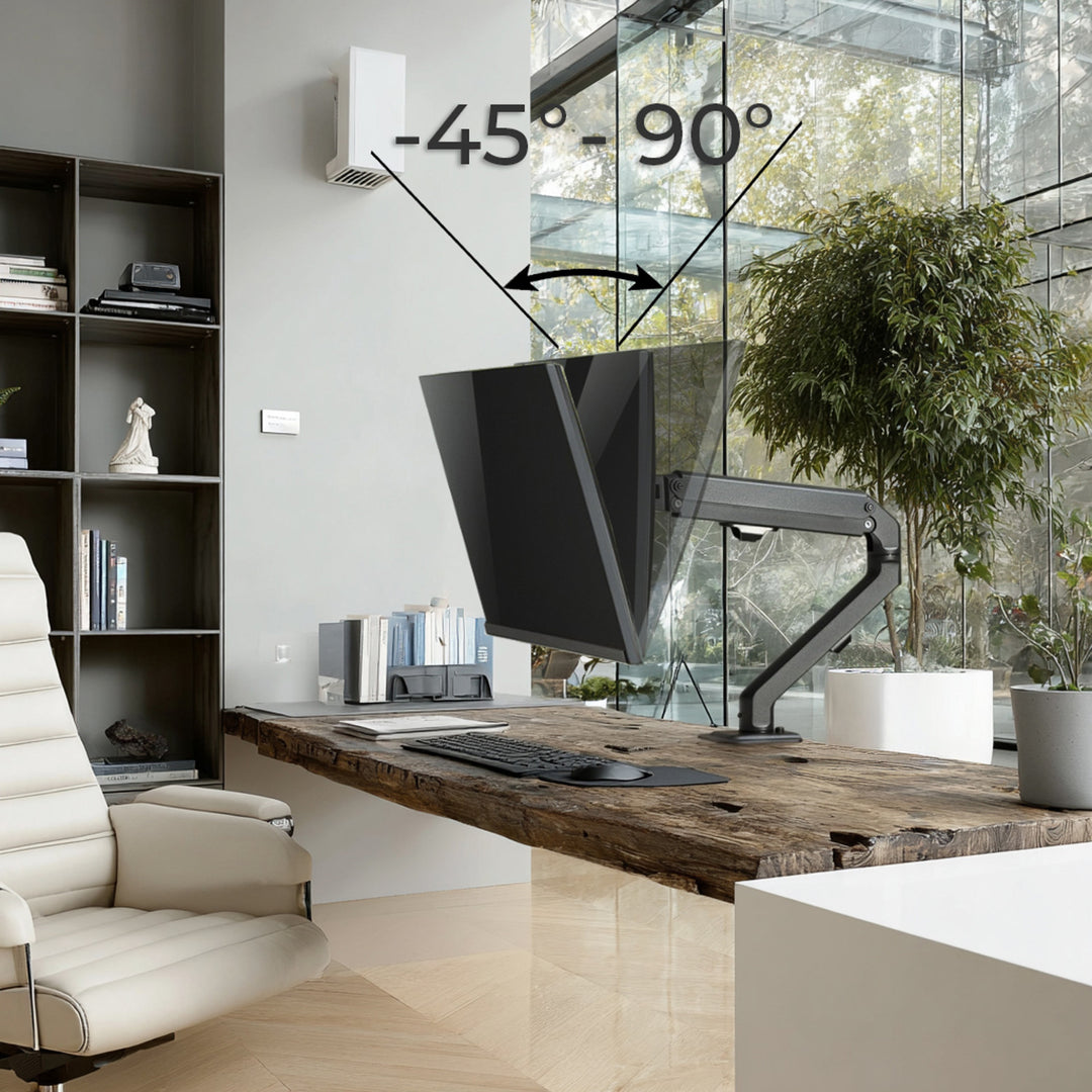 Maclean Brazo de Monitor de 1 Compartimento con Muelle de Gas Soporte de Escritorio de 17"-27" Giratorio Inclinable VESA 75x75 100x100 hasta 7kg