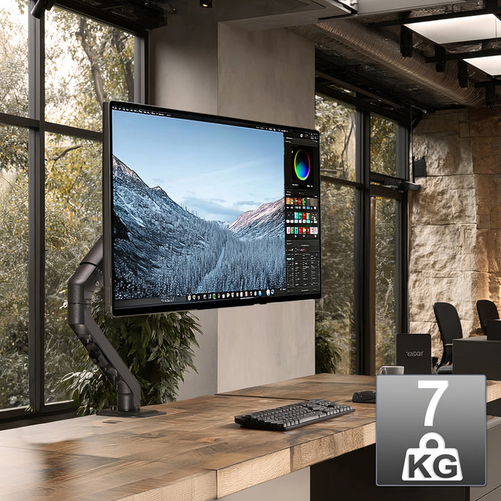 Maclean Brazo de Monitor de 1 Compartimento con Muelle de Gas Soporte de Escritorio de 17"-27" Giratorio Inclinable VESA 75x75 100x100 hasta 7kg