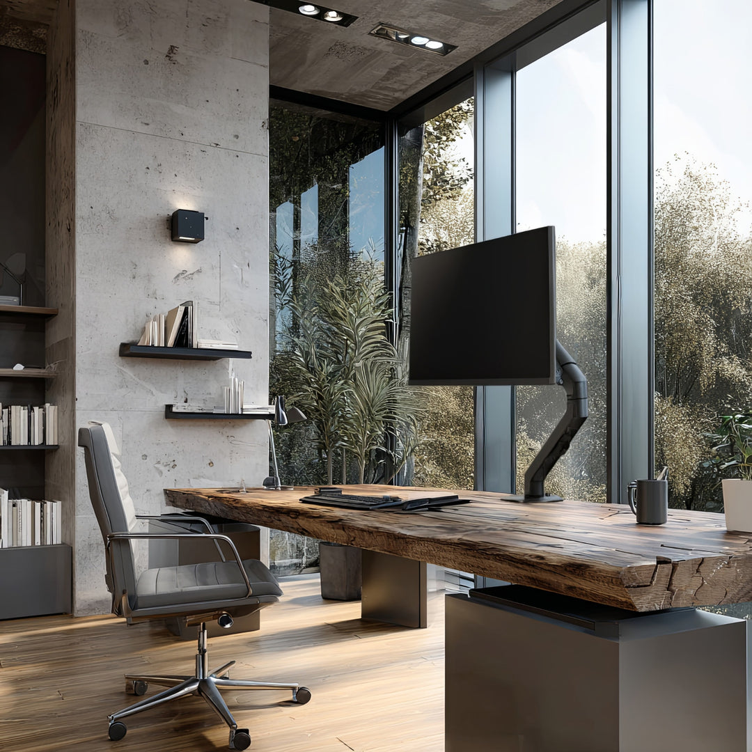 Maclean Brazo de Monitor de 1 Compartimento con Muelle de Gas Soporte de Escritorio de 17"-27" Giratorio Inclinable VESA 75x75 100x100 hasta 7kg