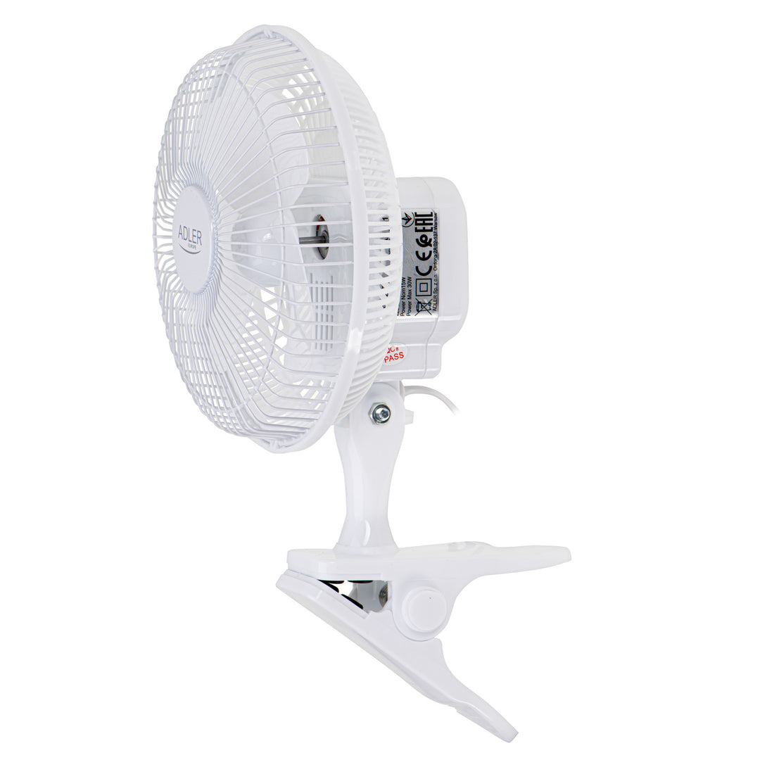 Ventilador de mesa Adler AD7317, clipe e base, diâmetro 15 cm, potência máxima 30 W