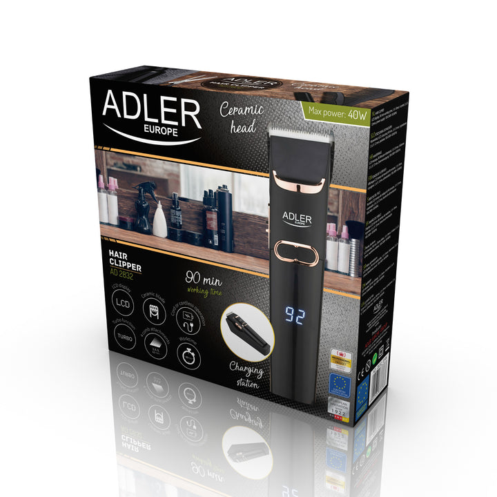 Cortapelos Adler, pantalla LCD, 40W, AD 2832