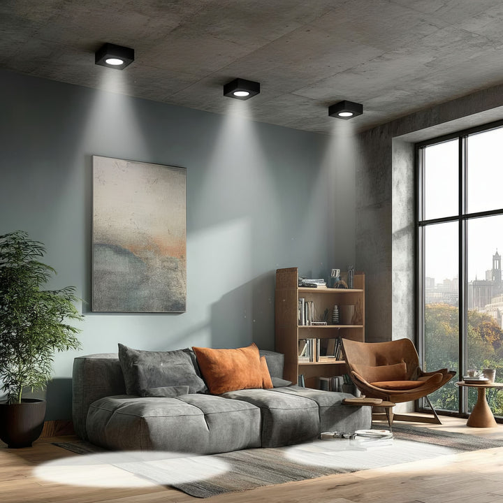 Luminaria de techo spot para fuentes de luz MR16 / GU10, negro, 94x94x32mm, cuadrado, aluminium, Maclean MCE464 B