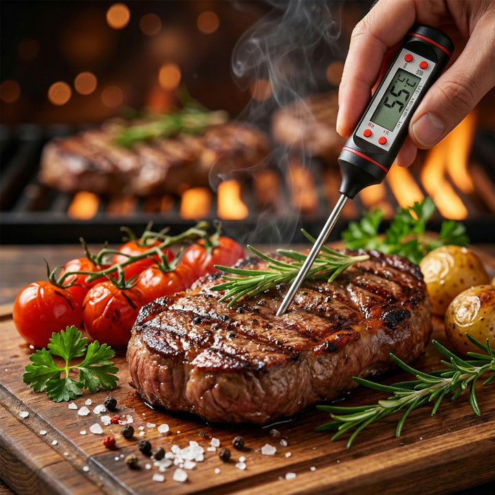 Termómetro / sonda para alimentos, longitud de la sonda 15 cm, rango de temperatura -50 grados C a +300 grados C, precisión 0.1 grados C, GreenBlue GB178