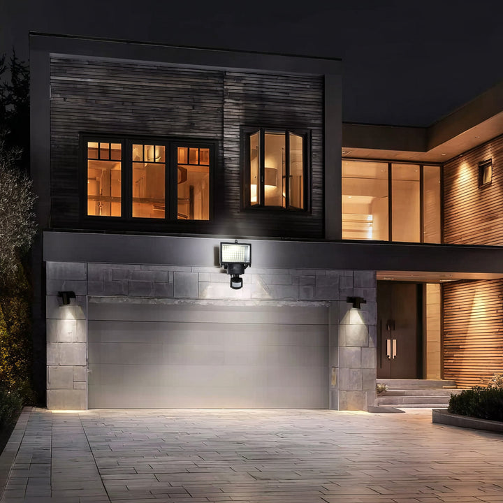 Maclean MCE442 Lámpara solar Foco LED con sensor de movimiento Lámpara solar de pared con sensor crepuscular Luz solar IP44 6W 360 Lumen 6000K