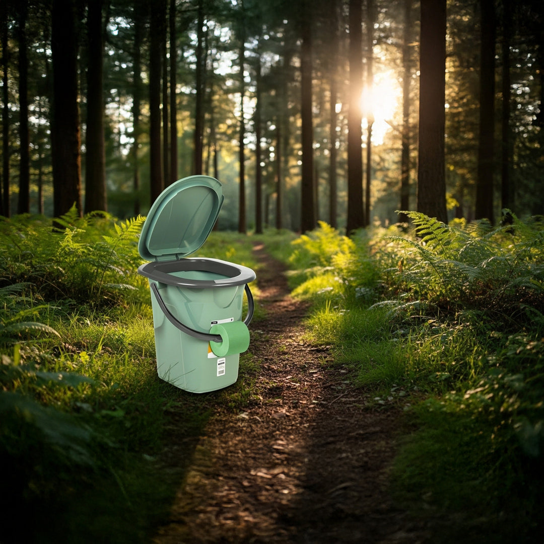 GreenBlue GB320GG Inodoro portátil practico WC 19l con tapa verde-gris